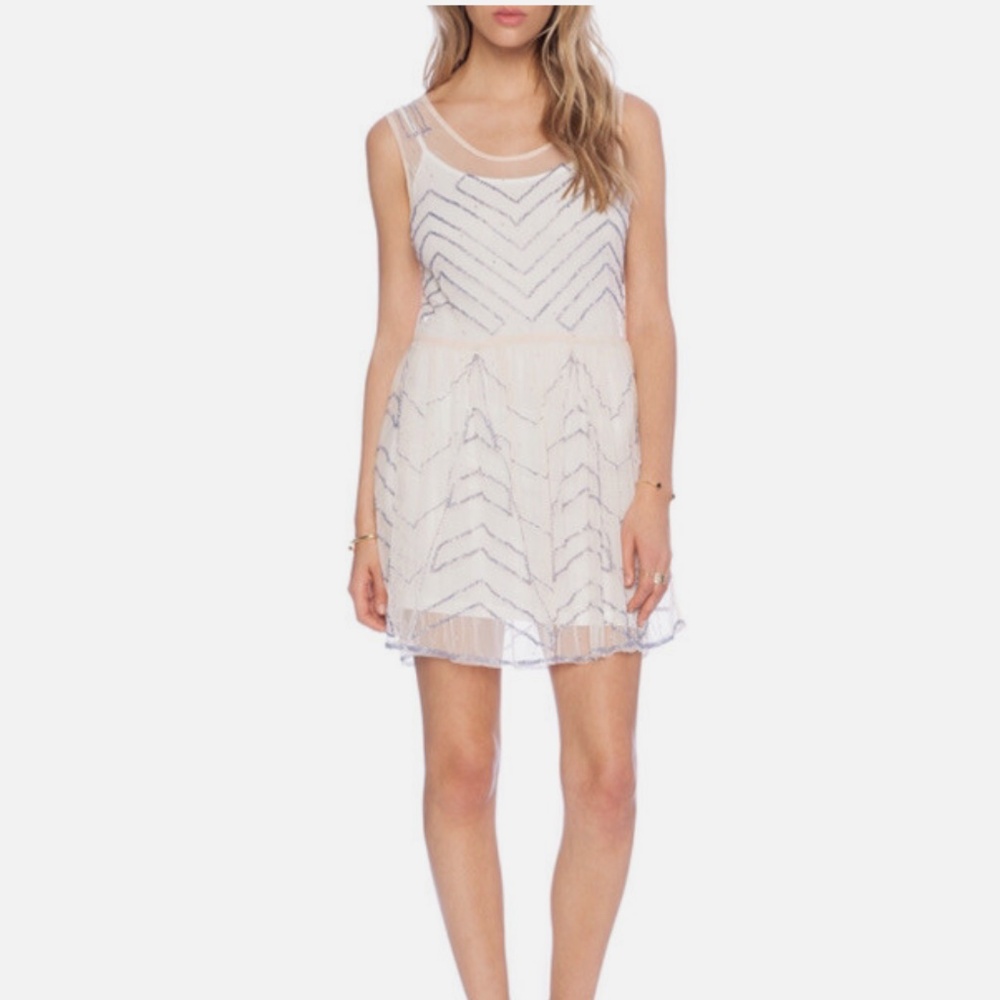 Free People Mesh Beaded Mini Slip